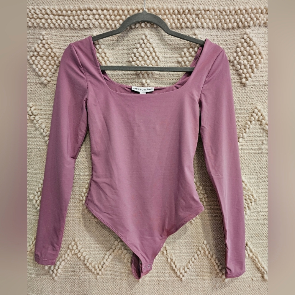 And Now This mauve spandex long sleeve body suit NWT size small